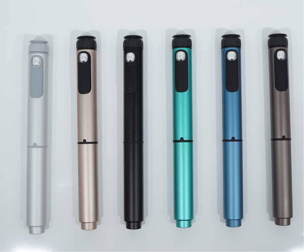 Six PepPen V2 Pro research pens in assorted colors